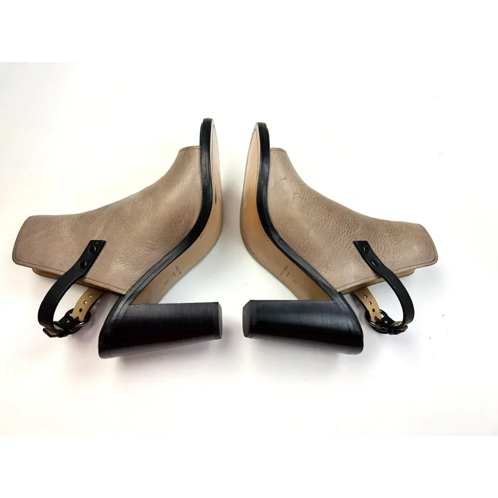 Rag &‎ Bone Wyatt Sandals Women 37 US 7 NWOT Open Toe Brown Leather Block Heels
